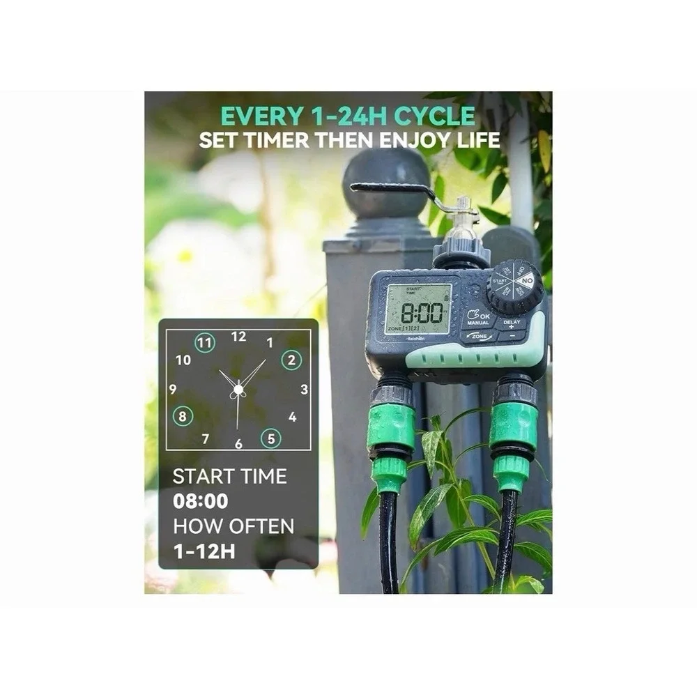 RAINPOINT‎ 3 Zone Sprinkler Timer with Brass Inlet Water Timer for Garden
